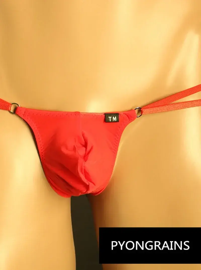 Men Adjustable Metal O-Ring Double Thin Strap Bikini Briefs Low Rise Silky Ice Silk 3D U Convex Pouch Sexy Male Underwear — image 14
