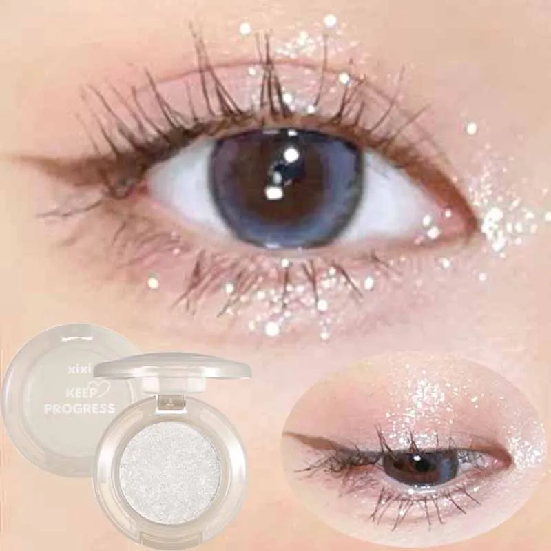 1 Pcs Monochrome High Gloss Waterproof Eye Shadow Peachy Pink Long Lasting Silky Easy To Color Diamond Shiny Eye Shadow Cosmetic — image 2