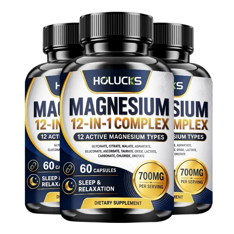 Magnesium Capsules with 1000mg Citrate Support Relaxation Relieve Fatigue Cardiac Health Daily Vitality for Men & Women