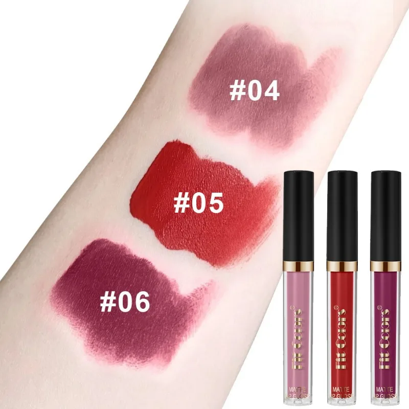 Pasform Farver Langtidsholdbar mat læbestift Non Stick fugtgivende lipgloss Vandtæt makeup læbeglasur Sexede lilla røde læbestifter — image 4
