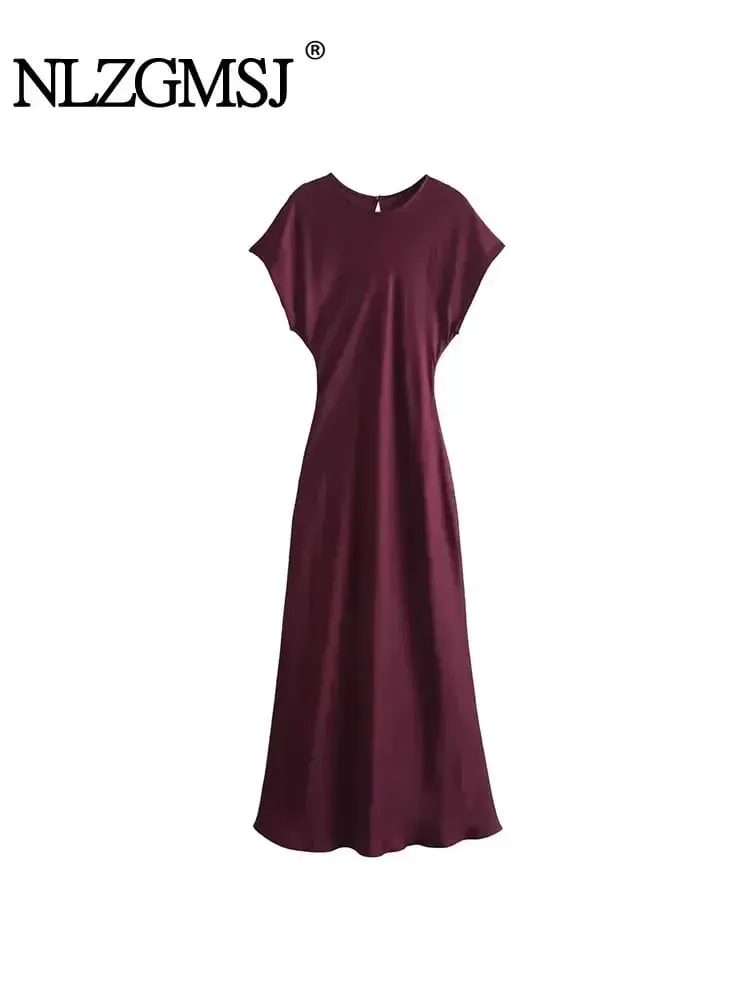 Midi Satin Dress Pambabae Long Dresses Para sa Babae Chic At Elegant Evening Dresses Pambabaeng Party Dress — image 3