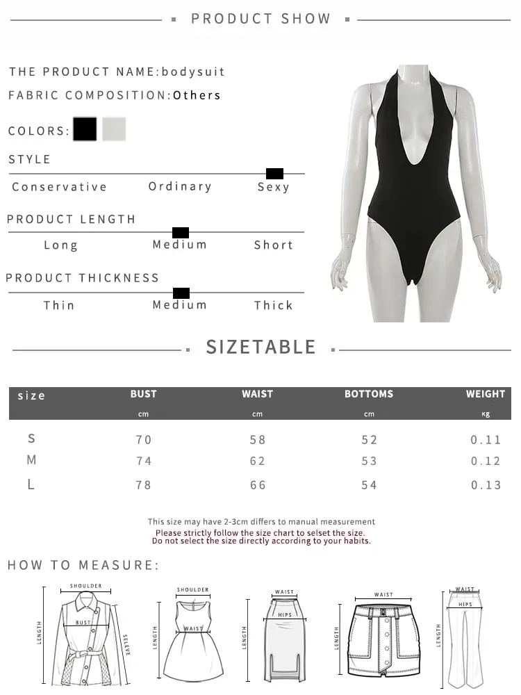 Cutenew Halter Classic Bodysuit Women Sexy Fashion Deep V-Neck Sleeveless Simple Daily Stretch Skinny Chic Workout Streetwear — image 7