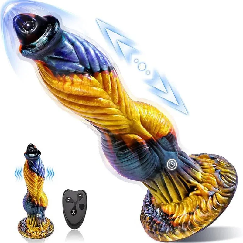Empurrando dragão vibrador vibrador brinquedos sexuais 10 "4in1 monstro controle remoto grosso vibrador ventosa vibrador anal brinquedos adulto produto