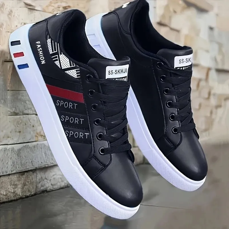 Men's Low-Top Skateboarding Sneakers - Breathable Synthetic Upper Durable Pvc Sole Round Toe Design Suitable for Casual and Formal Wear Skateboard Shoes Casual Shoes Stylish Lace-Up Design Equipped with Comfortable Fabric Insoles.