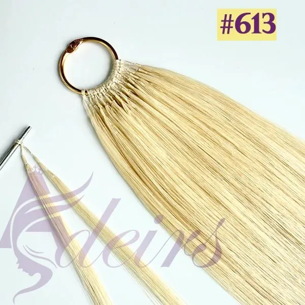 New Double-line Feather Hair Extensions Natural Real Human Hair Microring Hair Extensions Brown Blonde Color Straight — image 11