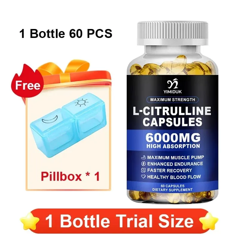 High Strength L-Citrulline Capsules with Gelatin Vitamin E Aid Vasodilation Build Muscle Fullness Quicken Recovery