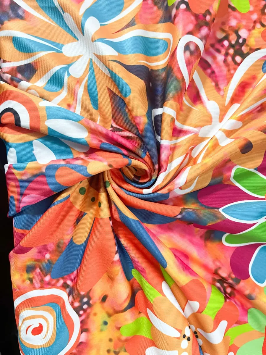 Vestido feminino vibrante com estampa floral sem mangas vestido estilo férias primavera/verão — image 3