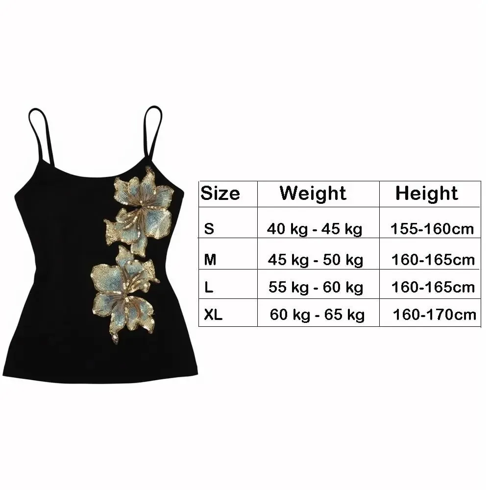 Casual Vintage Summer Tanks Black Sleeveless Women's Tops Bodycon Fit Floral Print Camis Tops Spring Summer — image 5