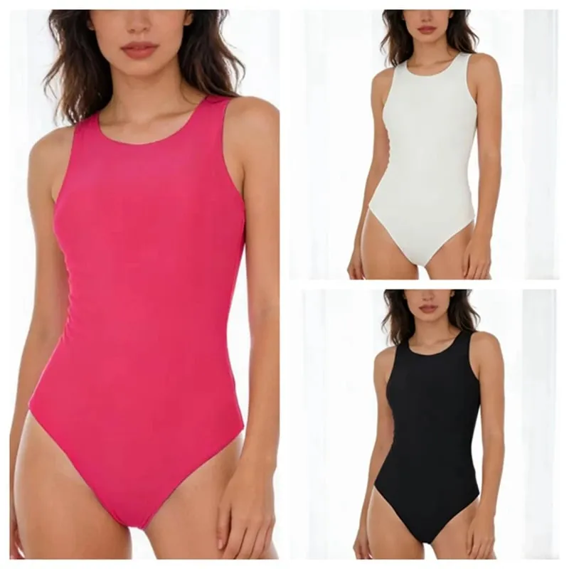 Womens Clothing Sleeveless Jumpsuits Rompers Soft And Stretchy Casual Slim Fit Double Layer Sexy Playsuits Y2K O-neck Bodysuits — image 2
