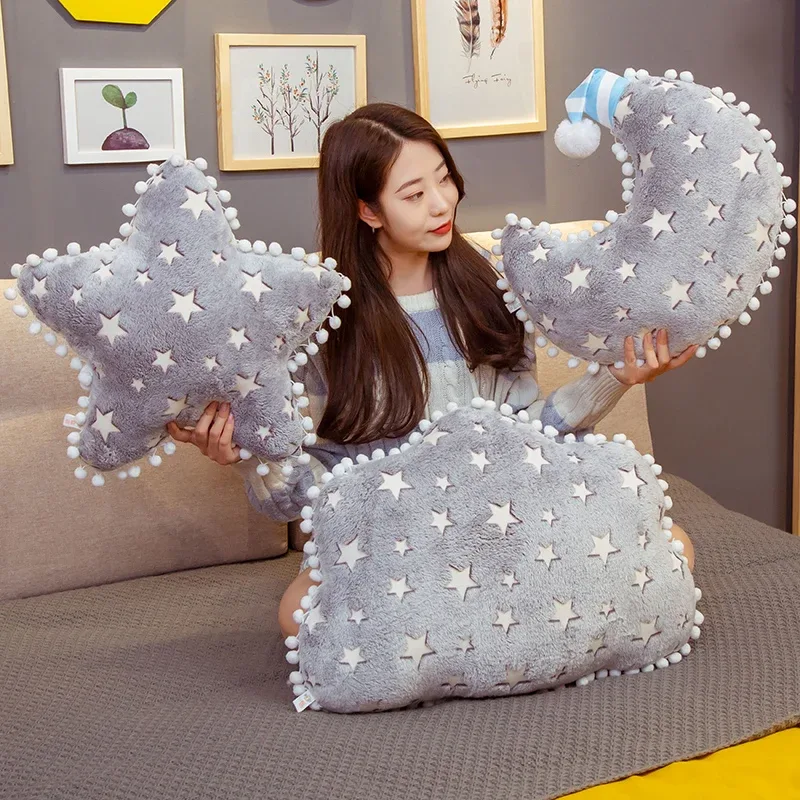 INS Plush Sky Series Luminous Cloud Moon Star Pillow Soft Cushion Kawaii Stuffed Plush Toys For Children Baby Kids Toy Girl Gift — image 2