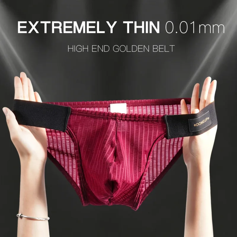 Men Vertical Stripe Mesh Bikini Briefs 3D Pouch Underwear Low Waist Elastic Waistband Breathable Male Panties DP911 — image 13
