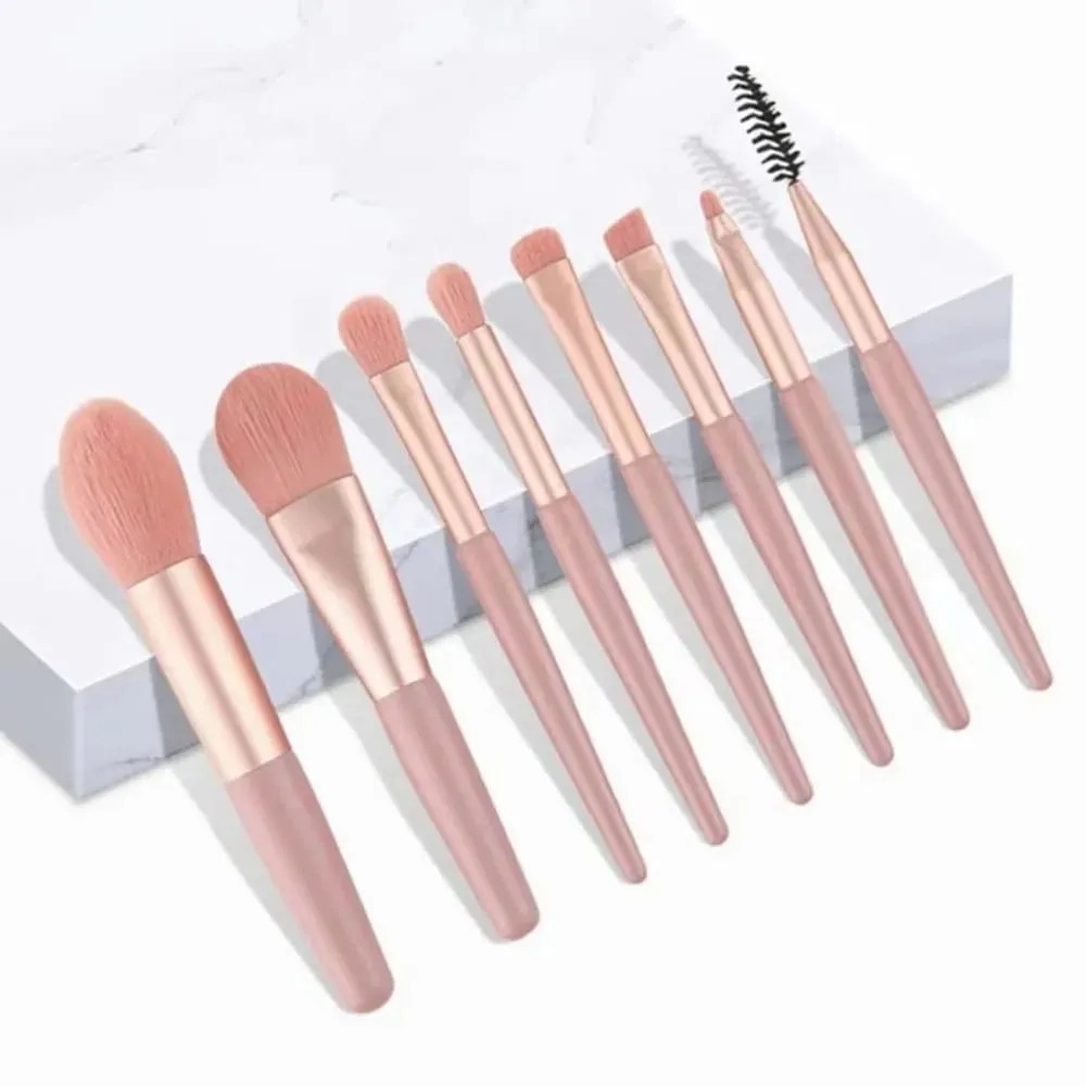 Beginners Makeup Brushes Set - Soft Fluffy Brushes For Face & Eye With PU Bag Ideal For Makeup Artists Golden Flower Pattern — image 4