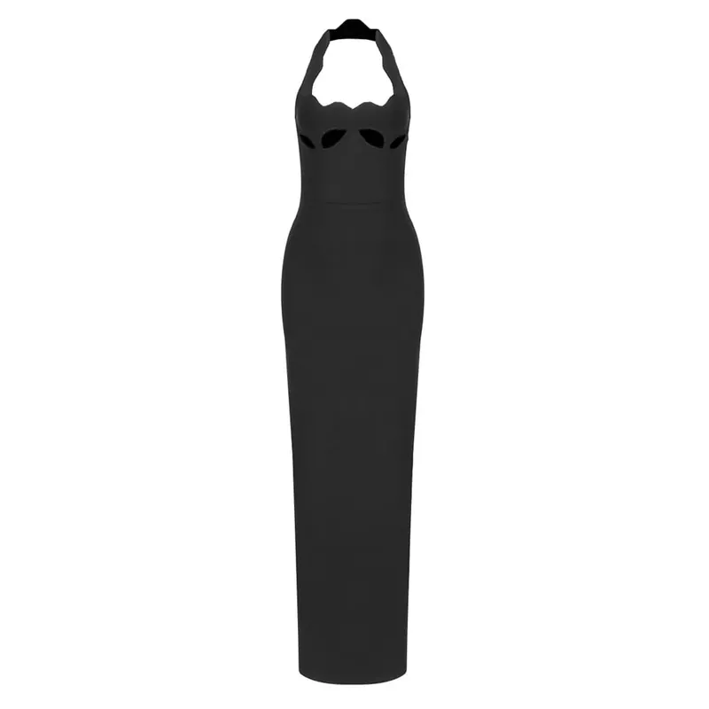 VC Elegant Red Cut-Out Halter Bodycon Christmas Dress for Women Sexy Backless Evening Dresses Sleeveless Slim Fit Party Dress