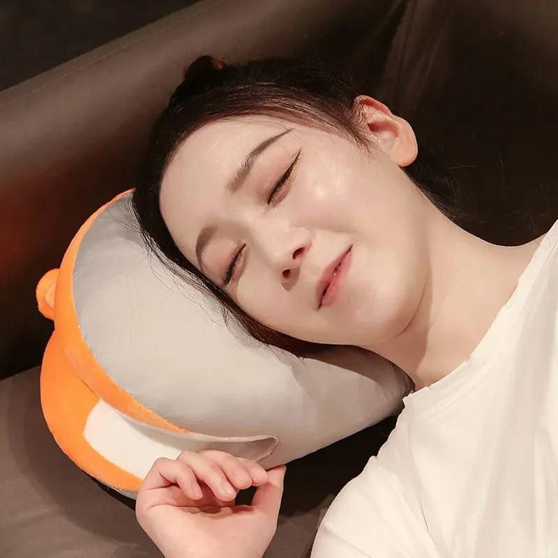 Rabbit Husky Fox Plush Nap Pillow Ice Silk Surface Cooling Sleep Cushion Office Desk Rest Pillow Home Travel Hug Pillow Gift — image 5