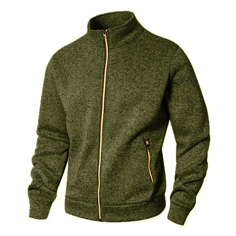 Suéter masculino com gola alta, jaqueta cardigã casual com zíper, manga comprida, cor sólida, pulôver leve, moda urbana — image 8