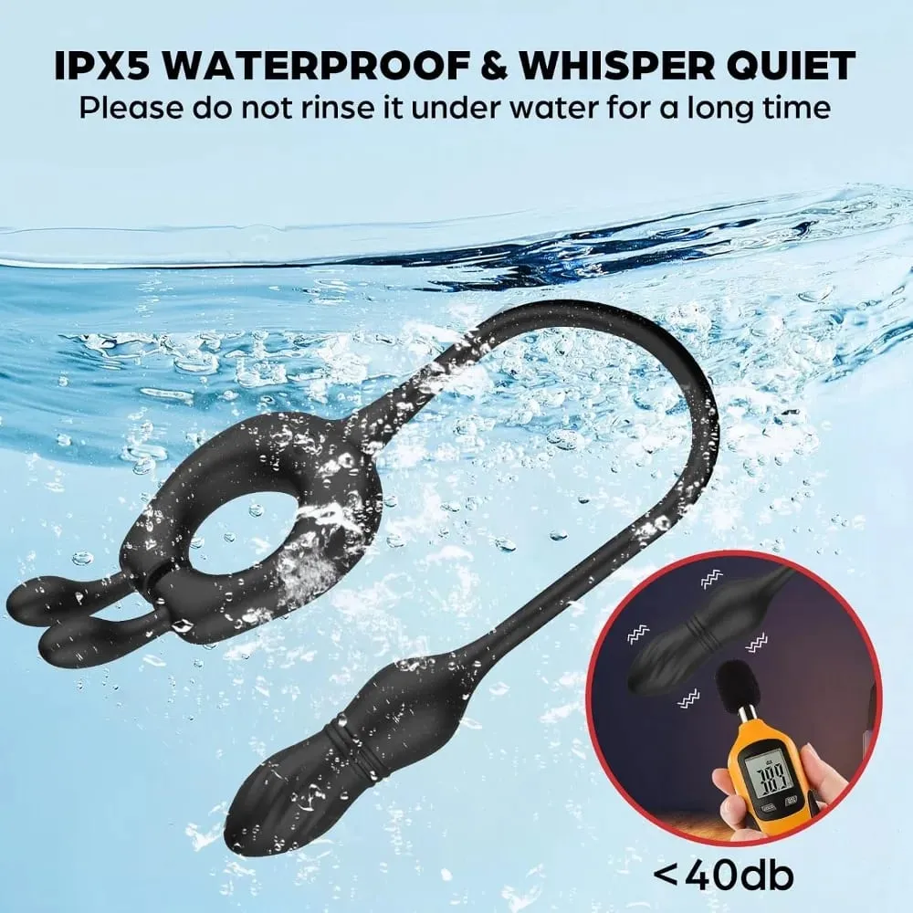 Thrusting Anal Toys Prostate Massager 4 in 1 Male Sex Toy for Men Couples Remote Control Dual-Motor Vibrating Cock Ring Vibrator