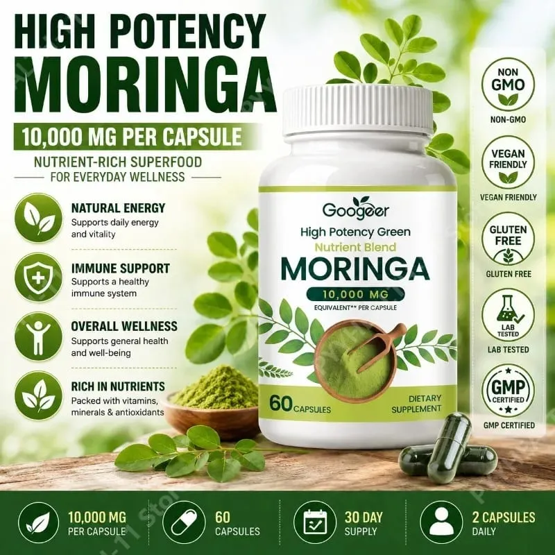 Premium Moringa Supplement with Natural Leaf Extract Herbal Nutrition Formula for Daily Wellness Support 60 Capsules — image 1