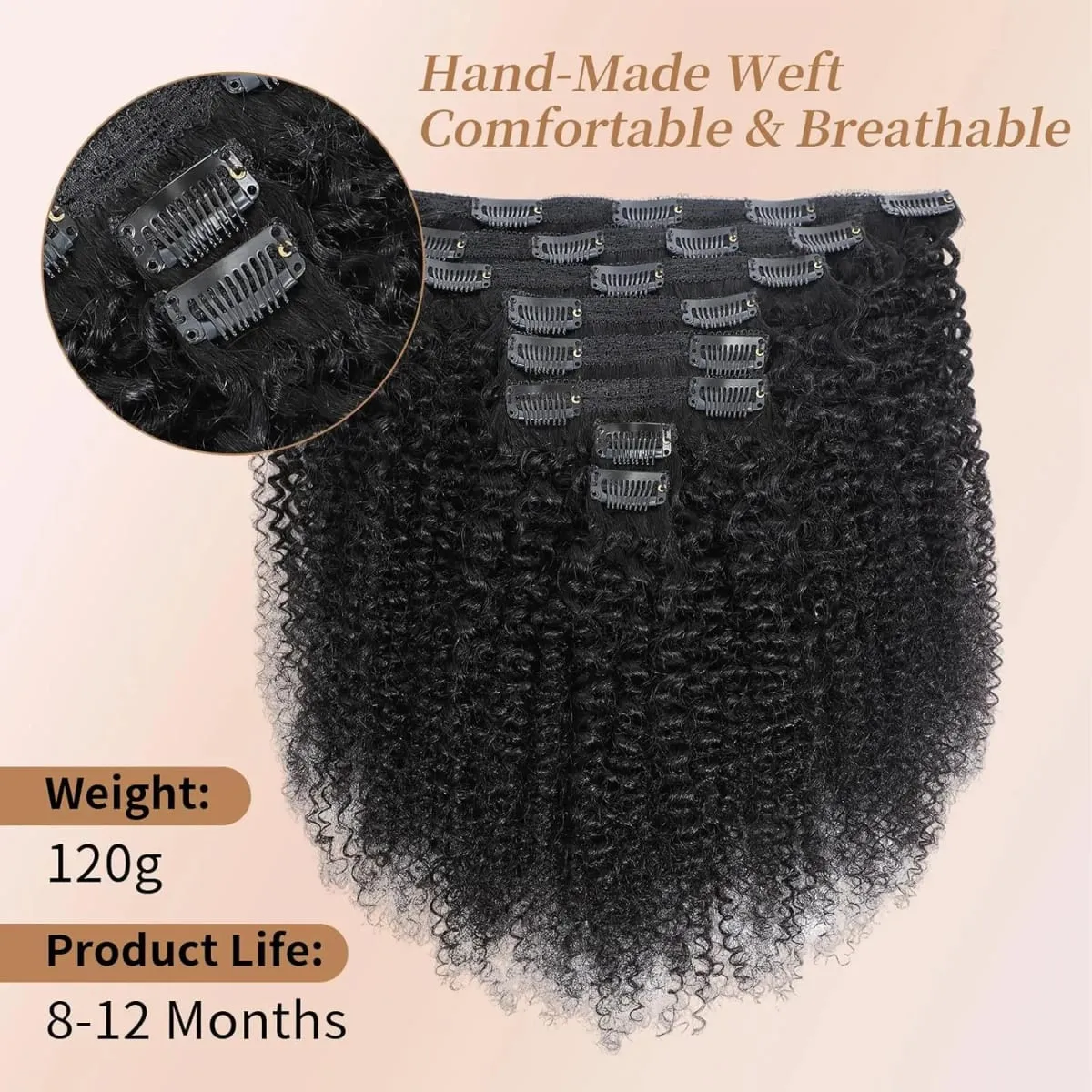 Ombre T1B/4/27 Afro kinky Curly Clip in Human Hiar Extensions 120G 8Pcs/Set BrazilianVirgin Human Hair Highlight P427 Extensions — image 4
