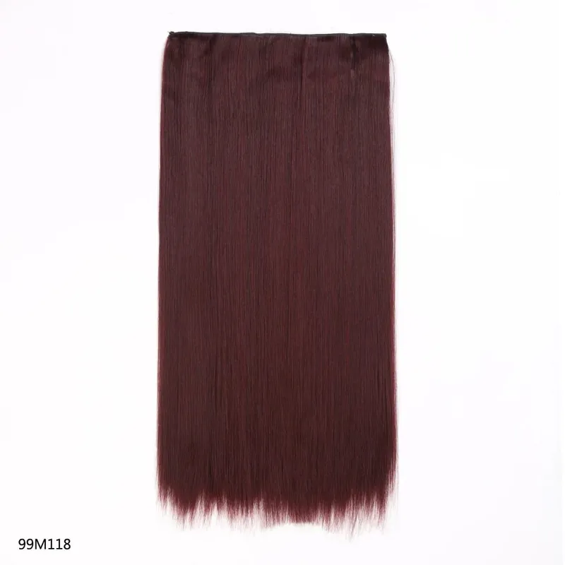 Hairpiece 5-Clips One Piece Clip-In Hair Extension Long Straight Hair Voluminous Natural Soft Synthetic Hair for Women Daily Use