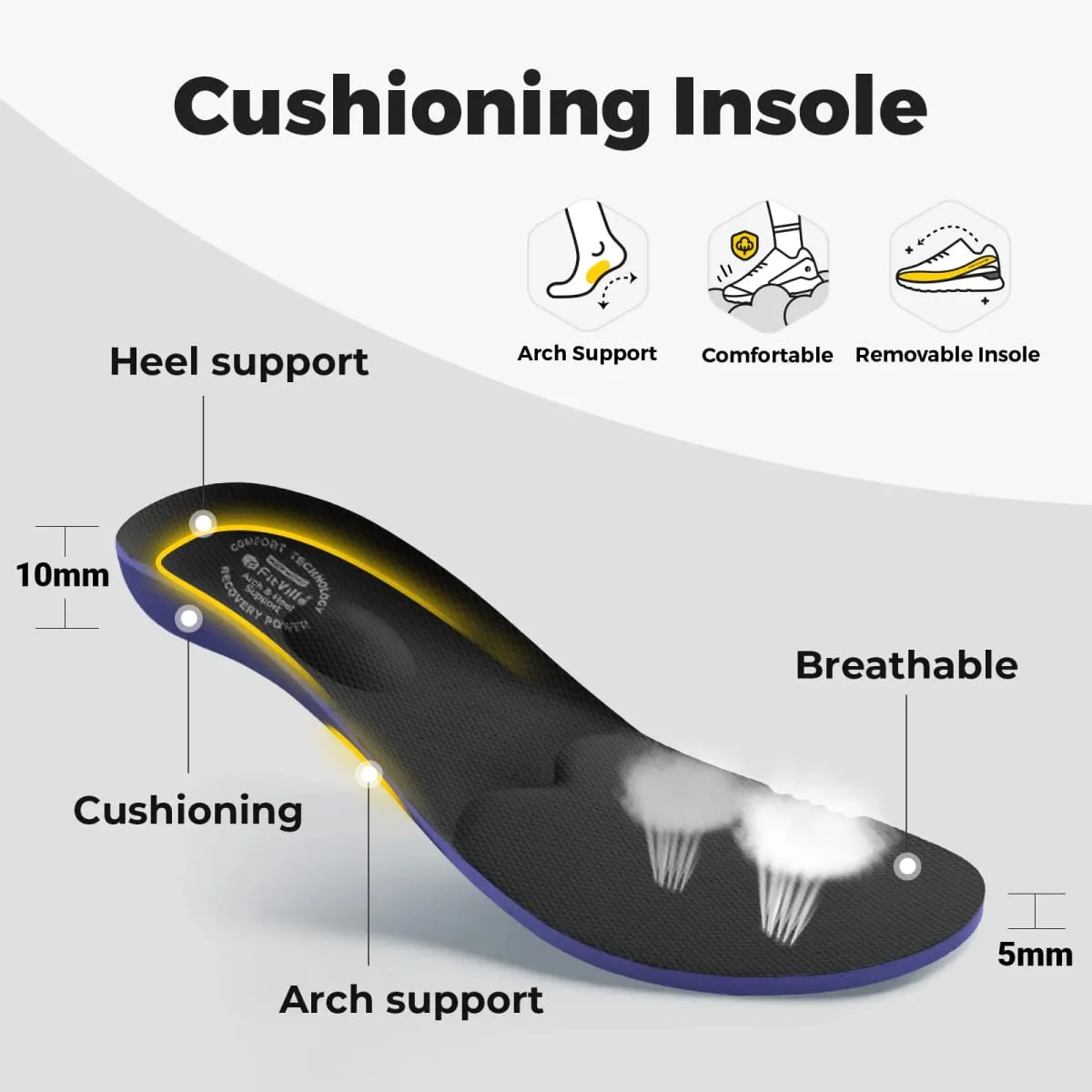 FitVille Diabetic Shoes for Men Extra Wide Hook and Loop Walking Shoes for Elderly for Swollen Feet Foot Pain Relief Neuropathy — image 5