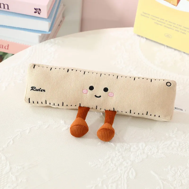 1pc Stationery Plush Toy Smiling Kawaii Face Pencil Book Ruler with Legs Humanoid Doll Decor Plushie Birthday Gift — image 7