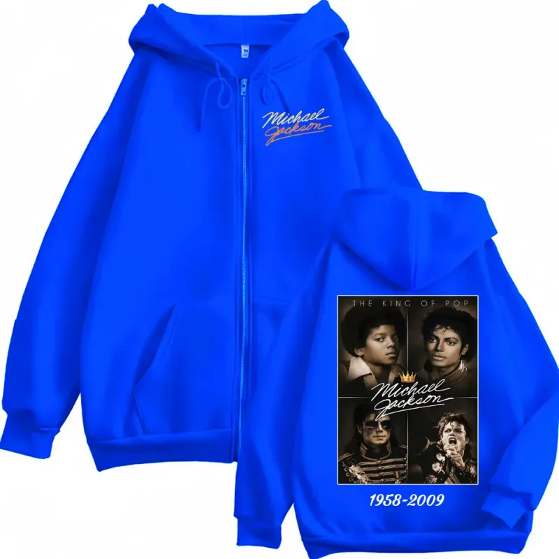 The King of Pop Michael Jackson Bad Era Zip Up Hoodies Men's Women Harajuku Street Jacket Sweatshirt Fleece Casual Zipper Hoodie — image 4