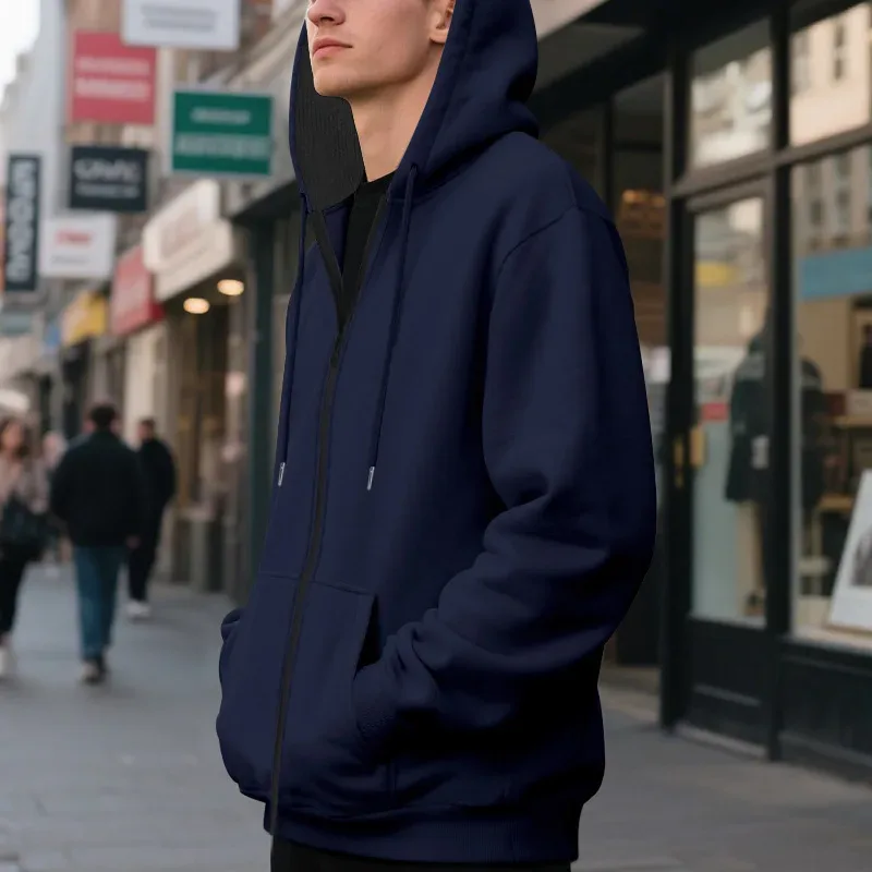Ny 2026 mäns höst Fritidskläder Solid långärmad dragkedja Huvtröja Kappa Manmode Utomhus Sportkläder Huvtröjor Jackor — image 14