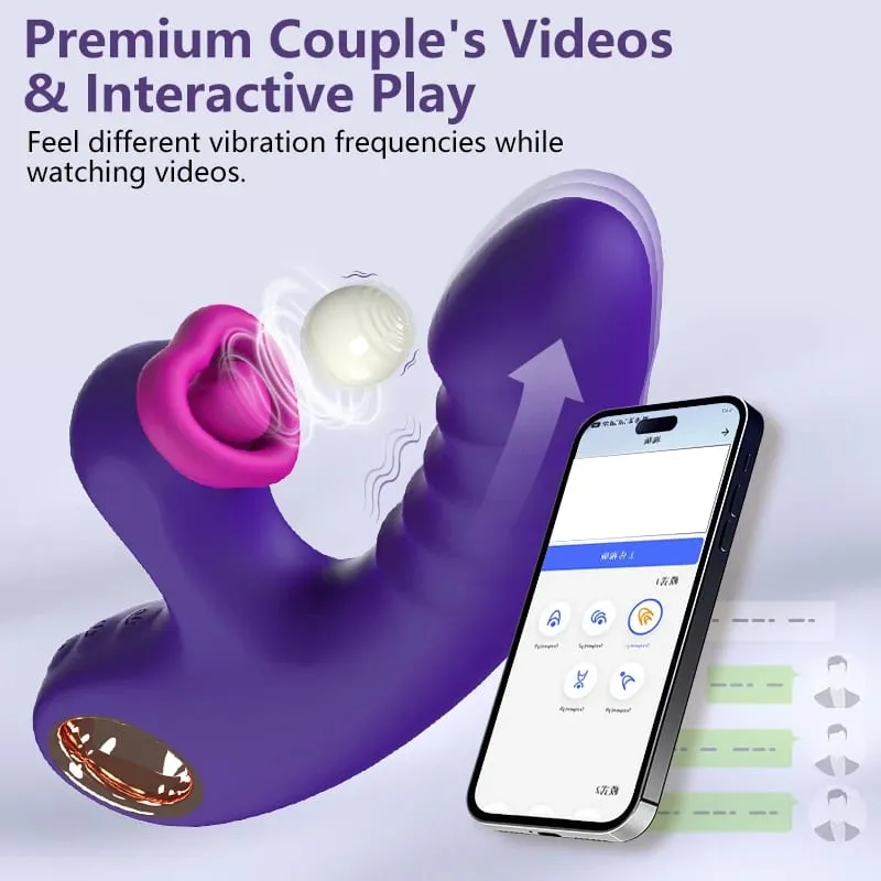 Thrusting Dildo Vibrator Vagina Massager Clitoris Stimulator APP Control 9 Telescopic 9 Flapping Modes 2 in 1 Sex Toys for Women