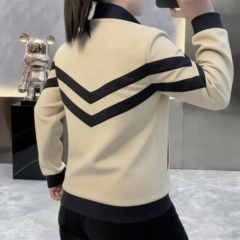 2026 Spring Luxury Stand Collar Sweatshirts Men's Trendy Splicing Hoodie Comfortable Versatile Casual Sweatshirts Men Clothing — image 6