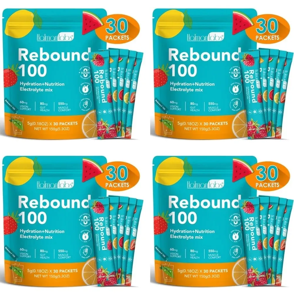 Rebound 100 elektrolitpor a hidratáló izmok komfortérzetéért nulla cukorral és kalóriatartalmú energiaital keverékkel edzésekhez 30 Count — image 10