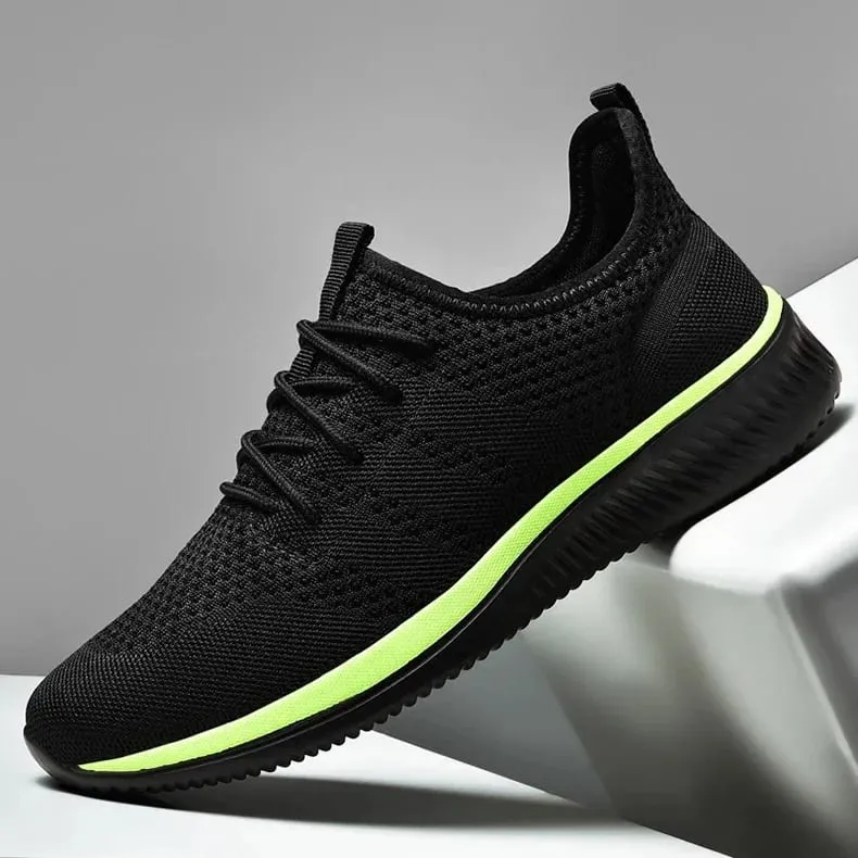Men Casual Shoes Fashion Breathable Walking Mesh Flat Shoes Sneakers for Men Gym Vulcanized Shoes Black Sneakers — image 8