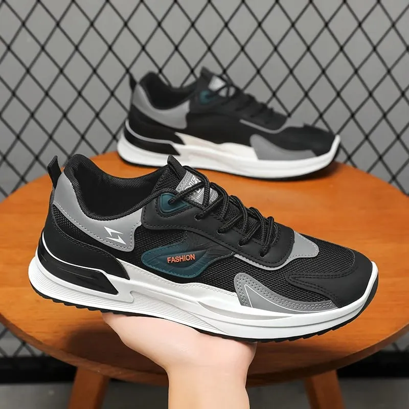 Men's Low-Top Laced Running Shoes Casual Sports Sneakers for Outdoor Training Anti-Slip Comfortable Shoes for Slow Running