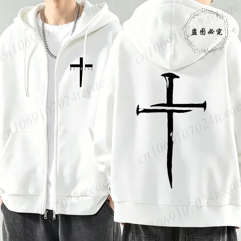 New Fashion Zipper Hoodies Christ Jesus Cross Print Men Hoodies Sweatshirts Fleece Hip Hop Street Hoodie Zip Up Sweatshirts Top — image 20