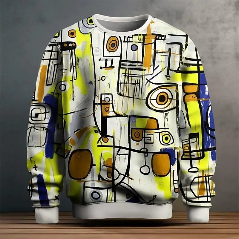 Mga Graphic na Sweatshirt ng Kalalakihan Para sa Mga Lalaki Graffiti Pullover Long Sleeve Sweatshirt Crew Neck Fashion Pang-araw-araw na Kaswal na Bakasyon sa Bakasyon Bago — image 4