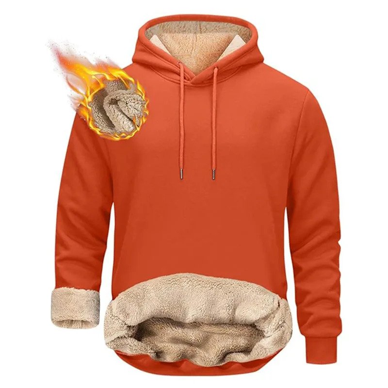 Vinter Varma Luvtröjor Herr Sport Tjocka Sweatshirts Vindtät Thermal Casual Enfärgad Lös långärmad tröja Streetwear — image 14