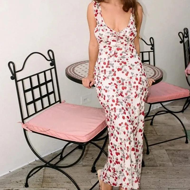 Summer Flower Printed Women's Sexy Low-cut Sleeveless Backless Slim Sling Ruffles Dresses 2026 Beach Vacation Lady Vestidos — image 5