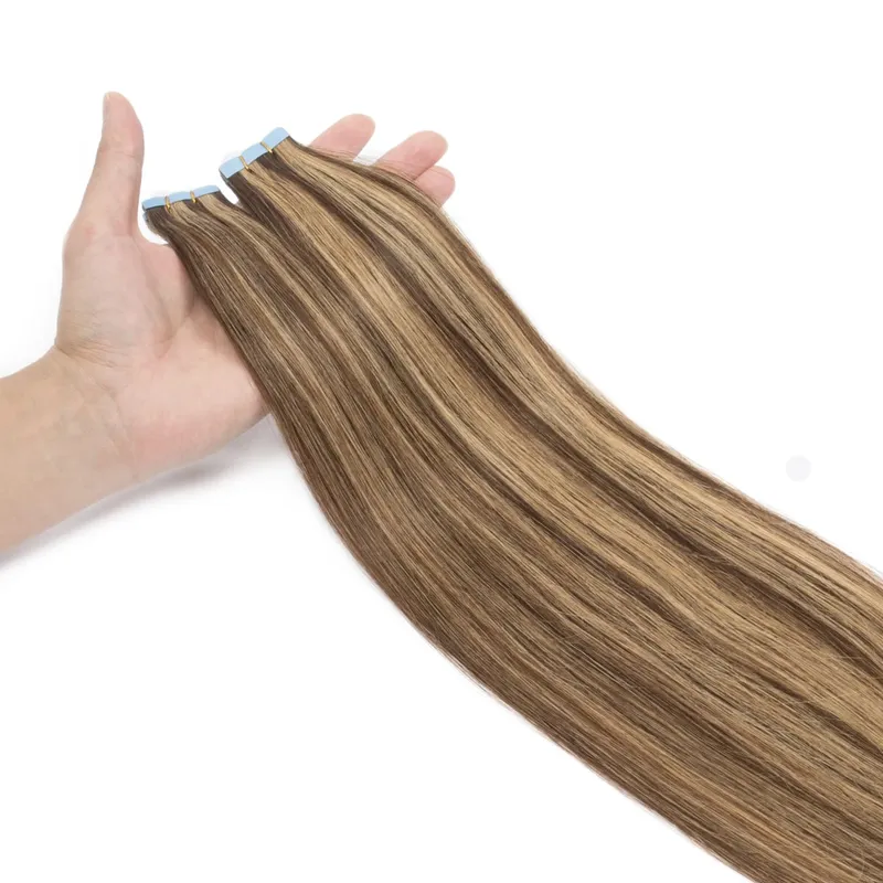 Mini Tape In Human Hair Extensions Skin Weft Machine Remy Natural Tape In Extensions 10pcs For Side Hair Tape On 12-24 Inch
