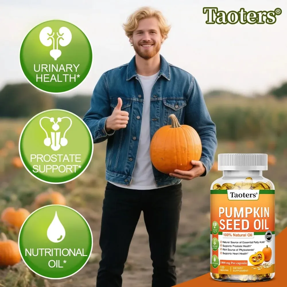 Pumpkin Seed Oil Capsules - Promotes Hair Growth Urinary Tract and Prostate Health Cardiovascular Support | Non-GMO