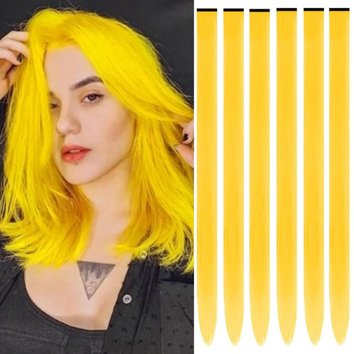 6 Pcs Clip Ins Hair Extensions 22 Inch Straight Colorful Clip In Hair Extensions Rainbow Party Highlights Synthetic Hairpiece — image 8