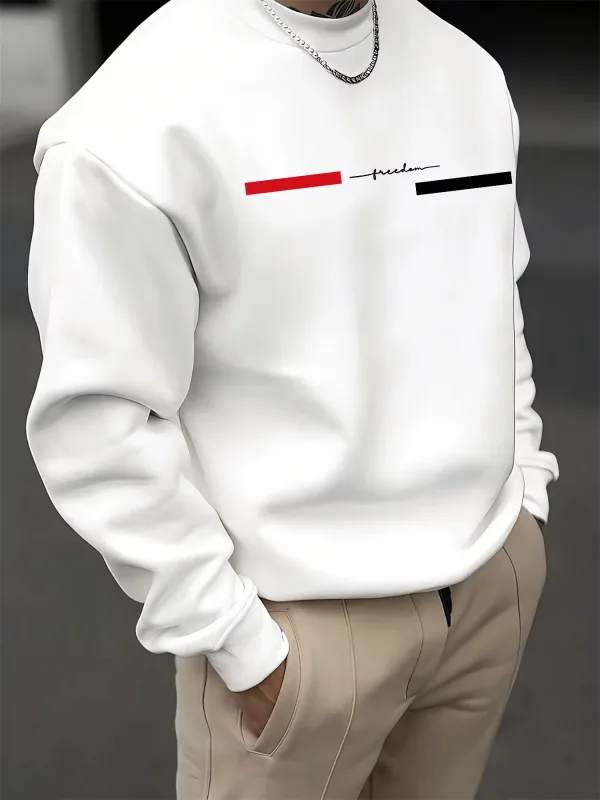 Men's autumn and winter fashionable casual loose freedom letter graphic printed long sleeved round neck sweatshirt — image 2
