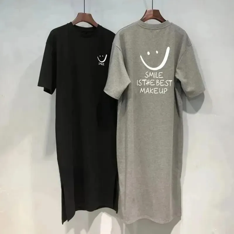 Women's Summer Loose T-shirt Dress Mid-Length Short Sleeve Casual Fashion Over-Knee Casual Dress