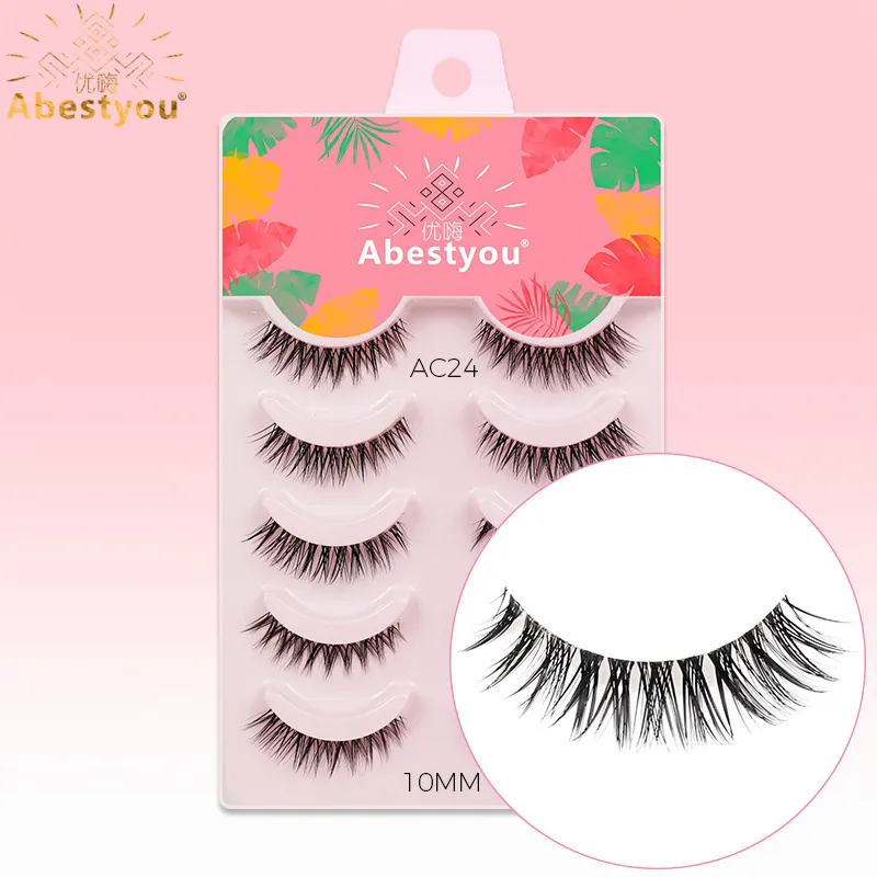 Abestyou 3d Short 9mm Faux Cils Small Thin Light Cat Eye Camellia Winged Lash Transparent Clear Stripe Mink Eyelash Lower Lashes — image 7