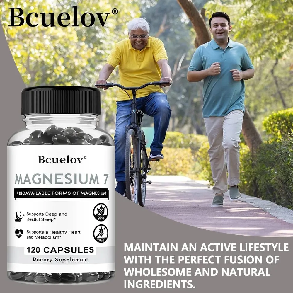 Magnesium 7 Supplement Natural Magnesium Capsules for Heart Sleep and Metabolism Support with Vitamin B6 Vegan Non-GMO — image 3
