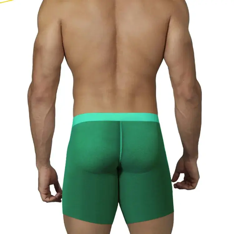 Pakaian Dalam Pria Ultratipis 0.01Mm Celana Boxer Panjang Celana Dalam Kebugaran Gym Transparan Sutra Es Pendingin Slip Jaring Mulus — image 9