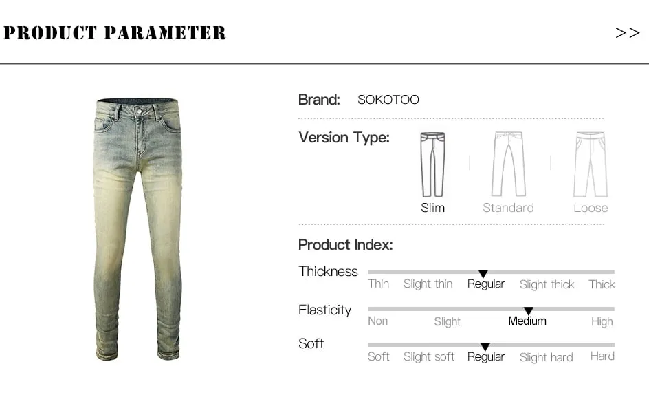 Men's Skinny Jeans Vintage Retro Blue Washed Stretch Denim Pants Streetwear Slim Tapered Trousers High Quality — image 7