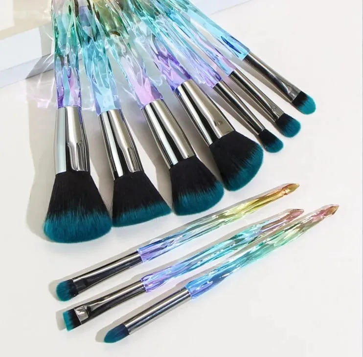 Purple Crystal Handle Makeup Brush Set Soft Synthetic Hair Foundation Blush Eye Shadow Cosmetic Brushes Kit — image 8