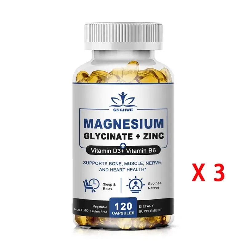 Magnesium & Zinc Capsules for Muscle Joint Bone Enzyme & Heart Health Rest &Relaxation Magnesium Glycinate Supplement