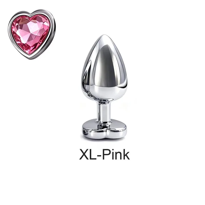5 Sizes Metal Anal Plug Set with Heart Base Smooth Prostate Massage Butt Plug Sex Toys for Men Women Couples