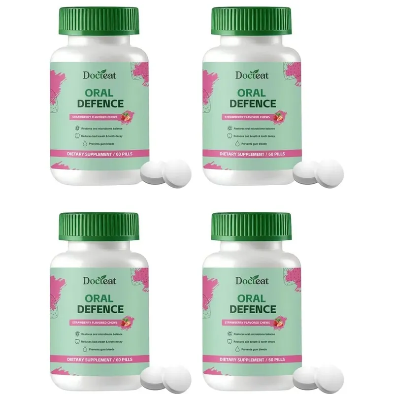 Oral Probiotics Chewable Tablets Strawberry Flavor with Xylitol & Hydroxyapatite Probiotic Complex Oral Health Support 60 Pills