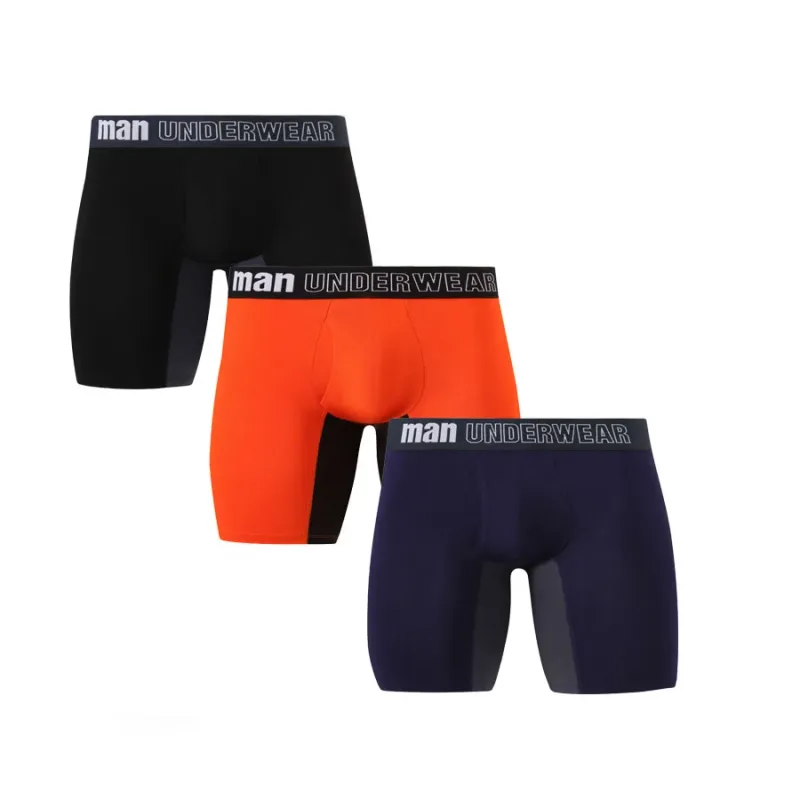 3 pçs dos homens boxers tamanho grande sexy calcinha pacote boxer shorts de fibra de bambu cuecas longas homme calcinha 5xl-7xl